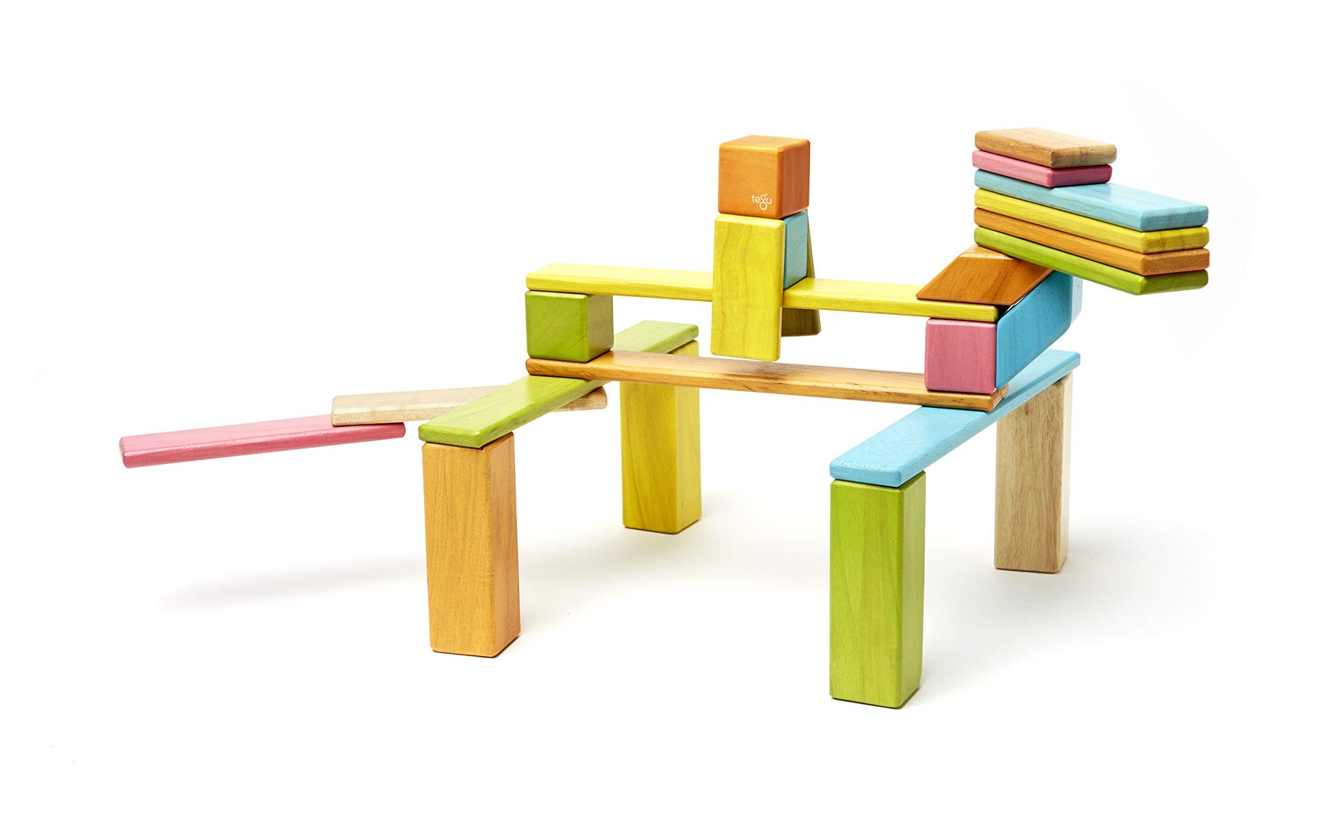 24 Piece Tegu Magnetic Wooden Block Set, Tints, 1-99 years old