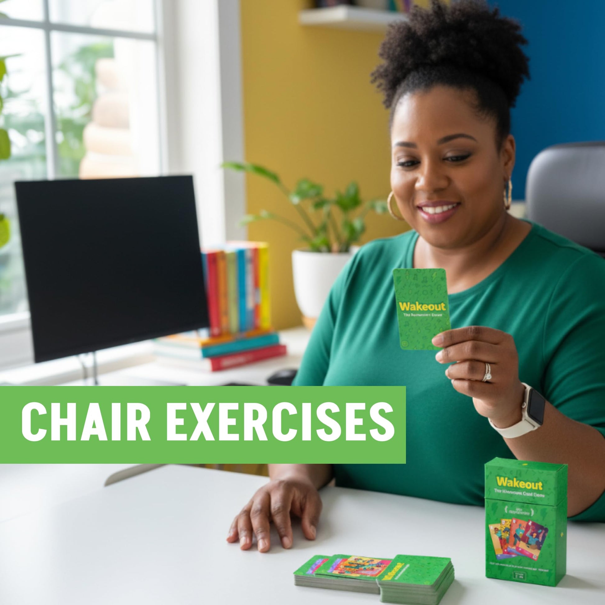 Wakeout Desk Exercise Cards, 52 Workout Cards for Office & Work Breaks, Seated & Standing Fitness Deck for Adults, Exercise Card Game for Sedentary