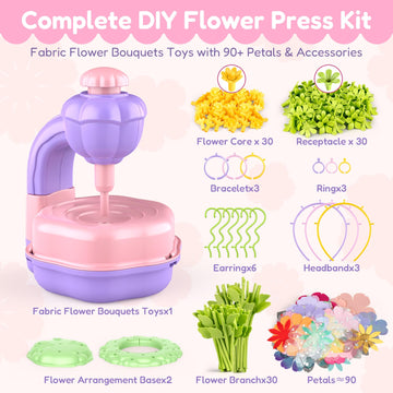 IBLOTIME Fabric Flower Bouquet Craft Kit Easter DIY Flower Press Arts Crafts Bouquet Making Set Creative Gift Christmas Birthday Ages 14+
