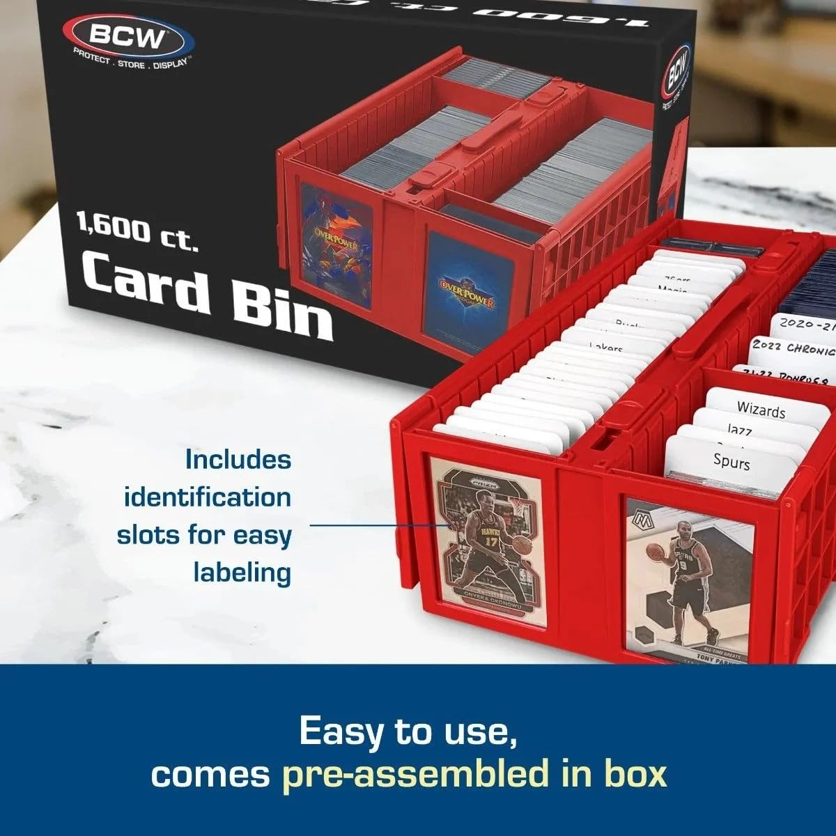 BCW Collectible Card Bin - (Single, Red) | Holds up to 1600 Cards | Plastic Storage Box for Pokémon, MTG & Sports Cards