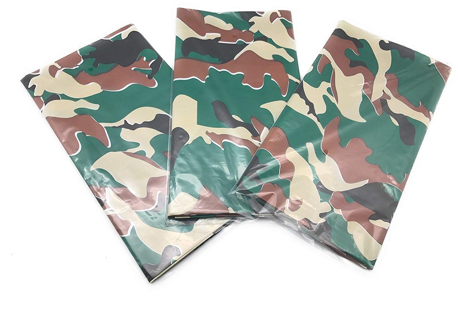 Oojami Pack of 4 Camouflage Plastic Tablecover - 54? x 108? Rectangular Camo Tablecloth - Ideal for Outdoor BBQ, Hunting Theme, Military Party