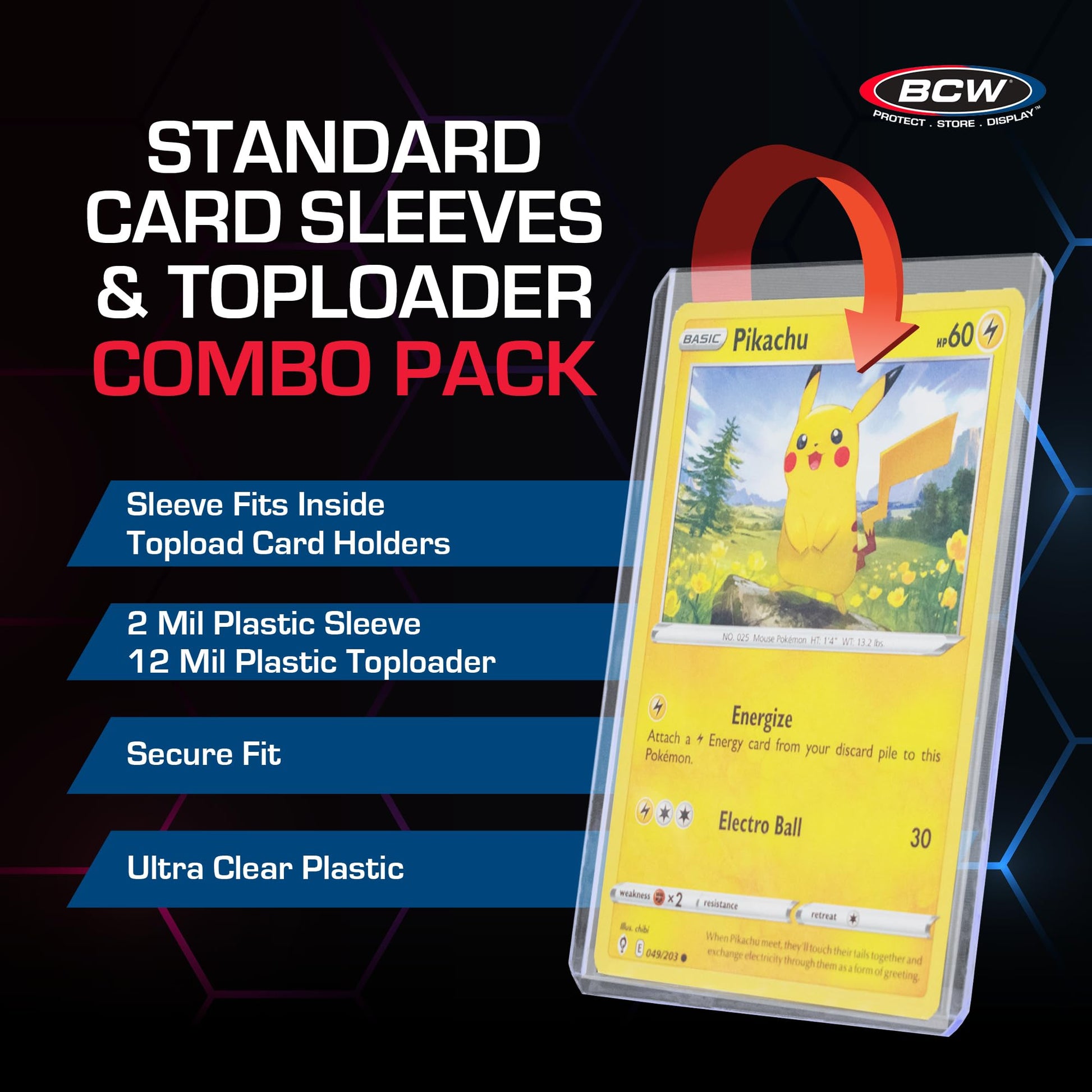 BCW Card Sleeves and Toploaders for Card Combo - 500 Count | Premium Top Loaders and Acid-Free Penny Sleeves | Great for Football, Magic: The