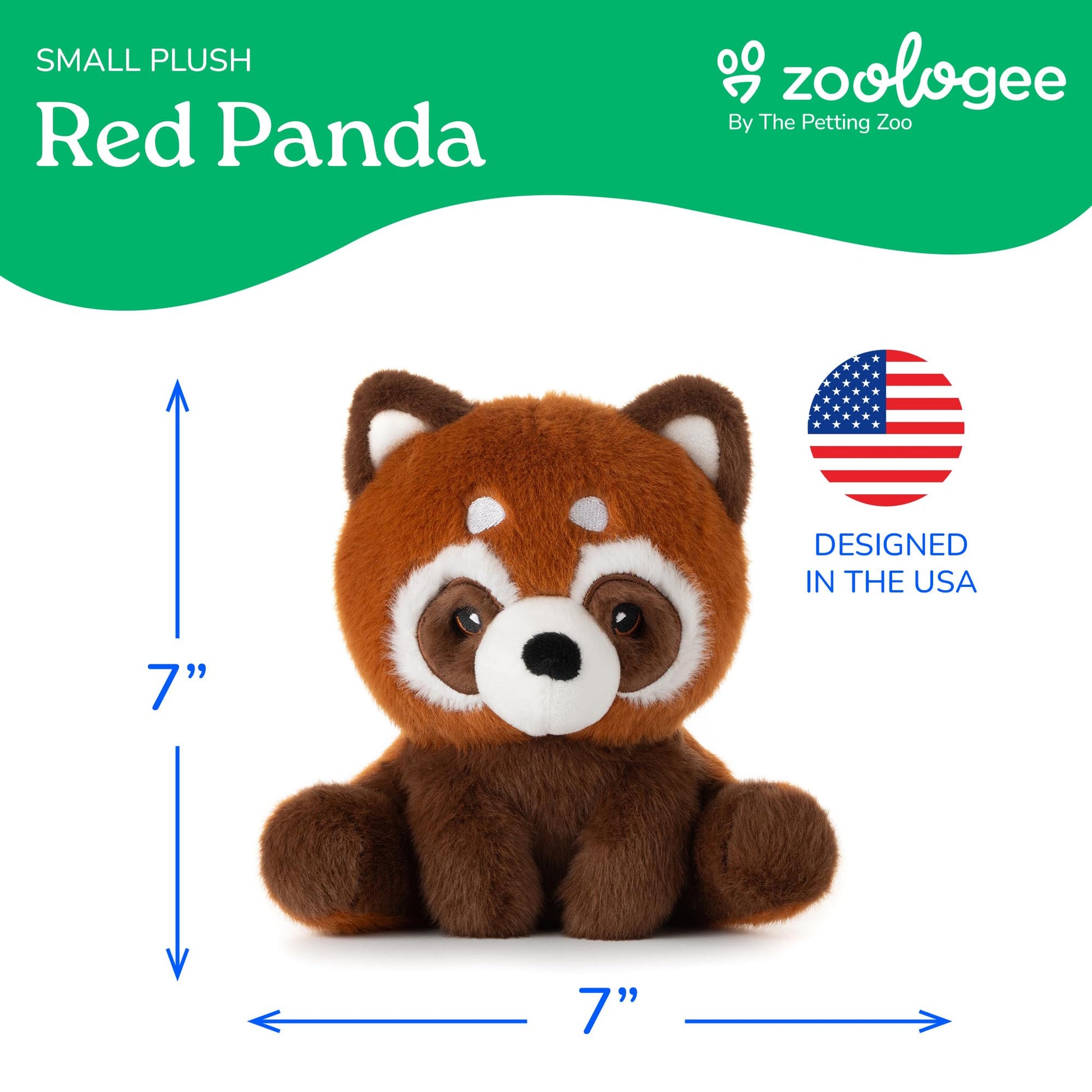 The Petting Zoo Red Panda Stuffed Animal Plushie, Gifts for Kids, Snugletz Zoologee Plush Toy, 7 in