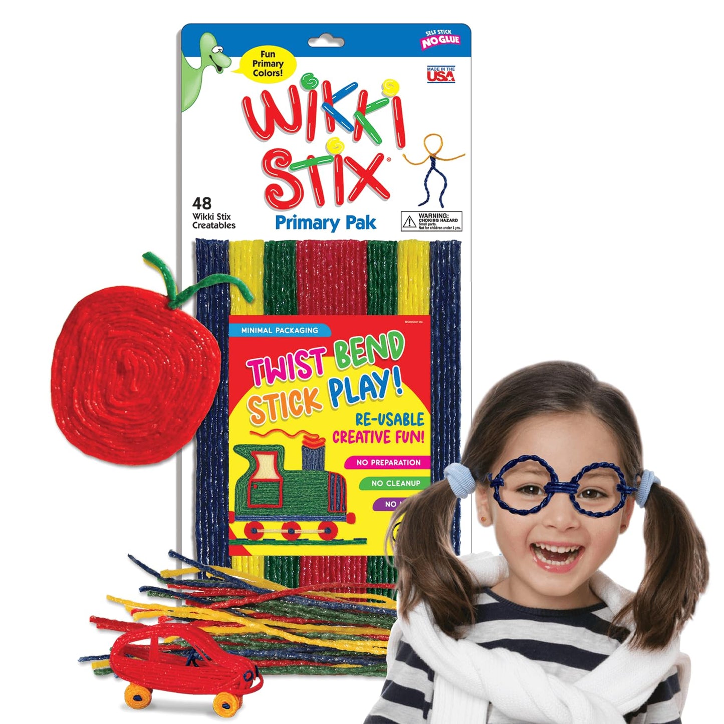 Arts and Crafts for Kids Triple Play Pack, Non-Toxic, Waxed Yarn, Fidget Toy, Reusable Molding and Sculpting Playset, American Made by Wikki Stix, 3