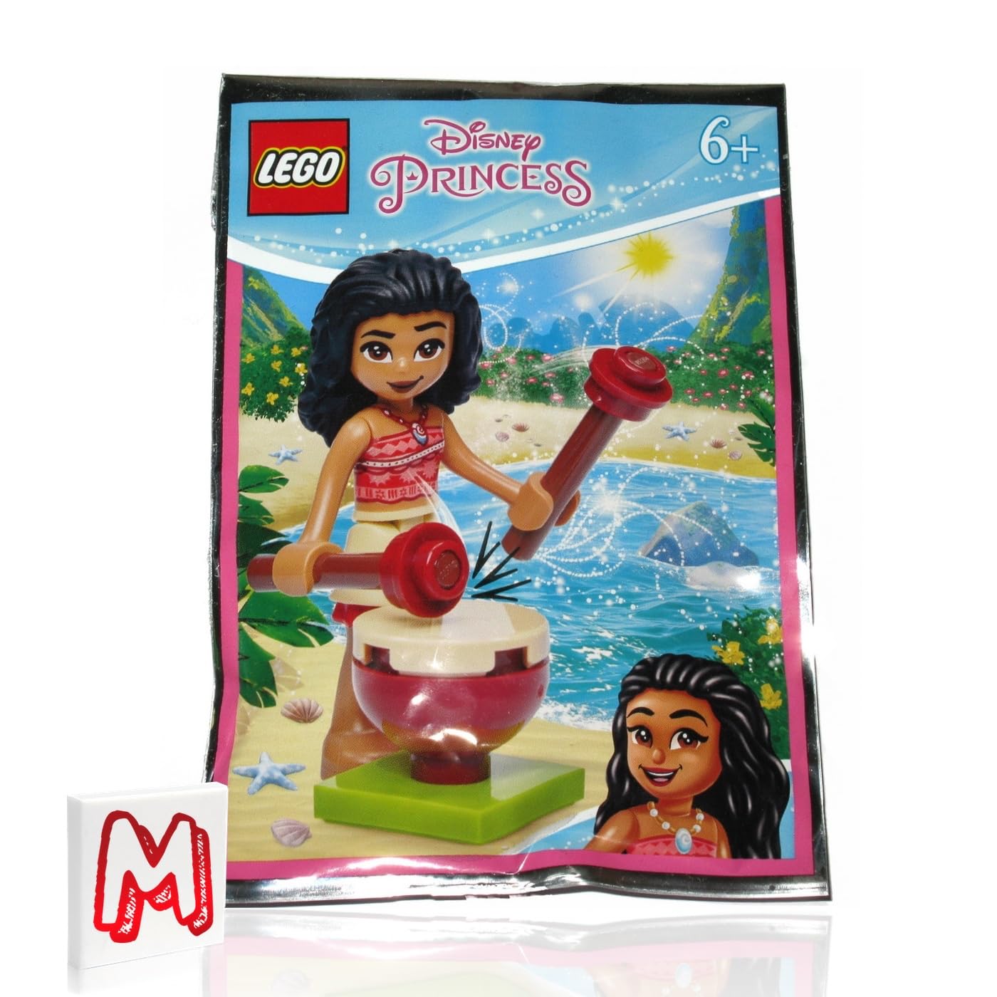 LEGO Disney Princess Minifigure - Vaiana (Moana) with Tan Skirt and Jungle Drum (12 Pieces)
