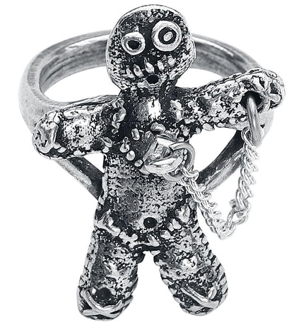 Women's Alchemy England Voodoo Doll with Stick Pin Gothic Spells Pewter Ring