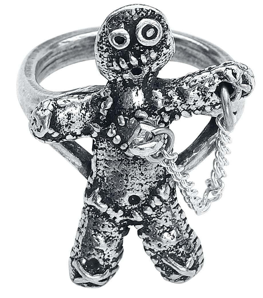 Women's Alchemy England Voodoo Doll with Stick Pin Gothic Spells Pewter Ring Size 11