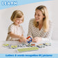 iPlay, iLearn Bath Toy Organizer W/Foam Letters, Toddler Bathtub Toy W/Storage Net, 32 Floating Alphabet Train Puzzle Bathtime Shower Water Play