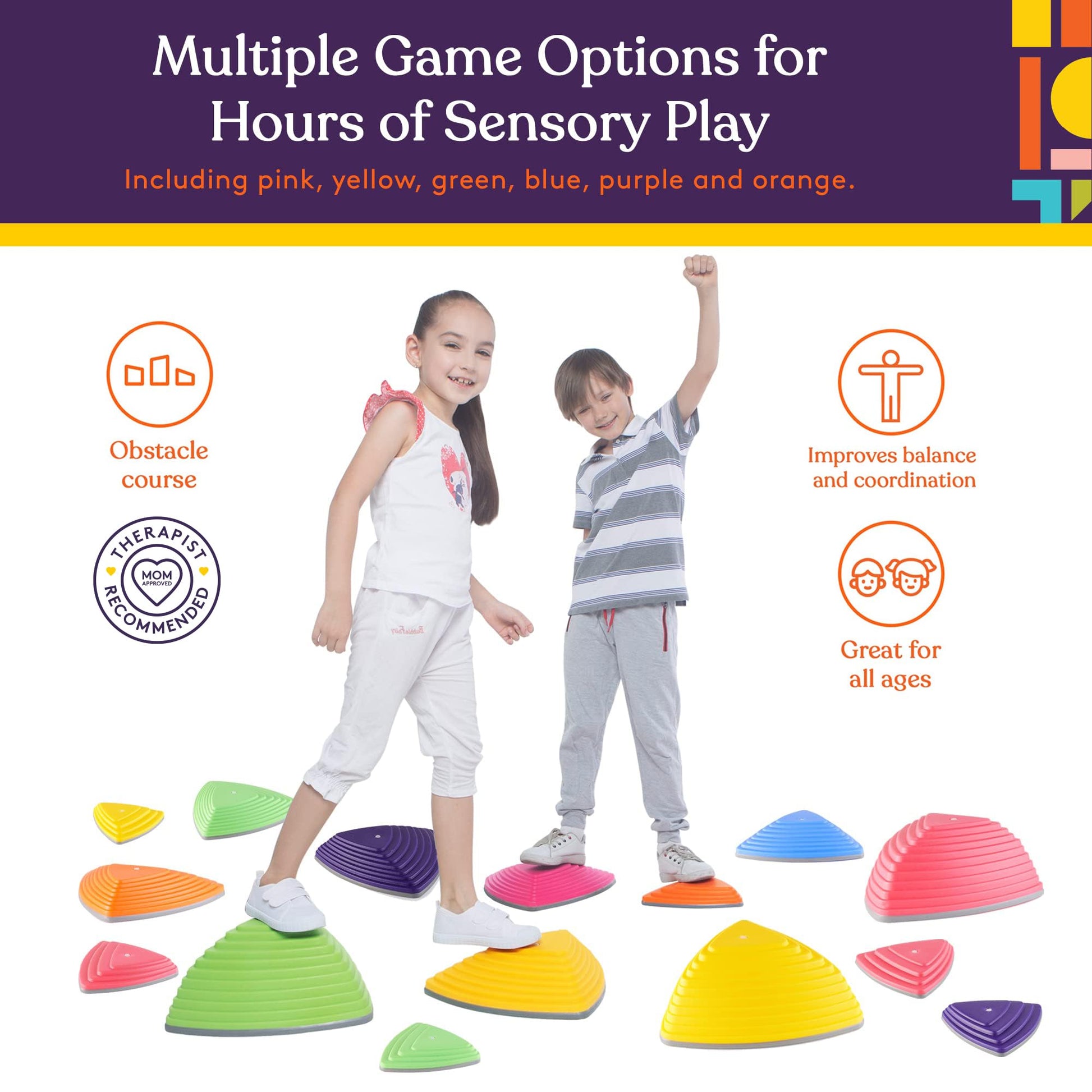 Special Supplies Stepping Stones for Kids Indoor and Outdoor Balance Blocks Promote Coordination, Balance, Strength Child Safe Rubber, Non-Slip Edging