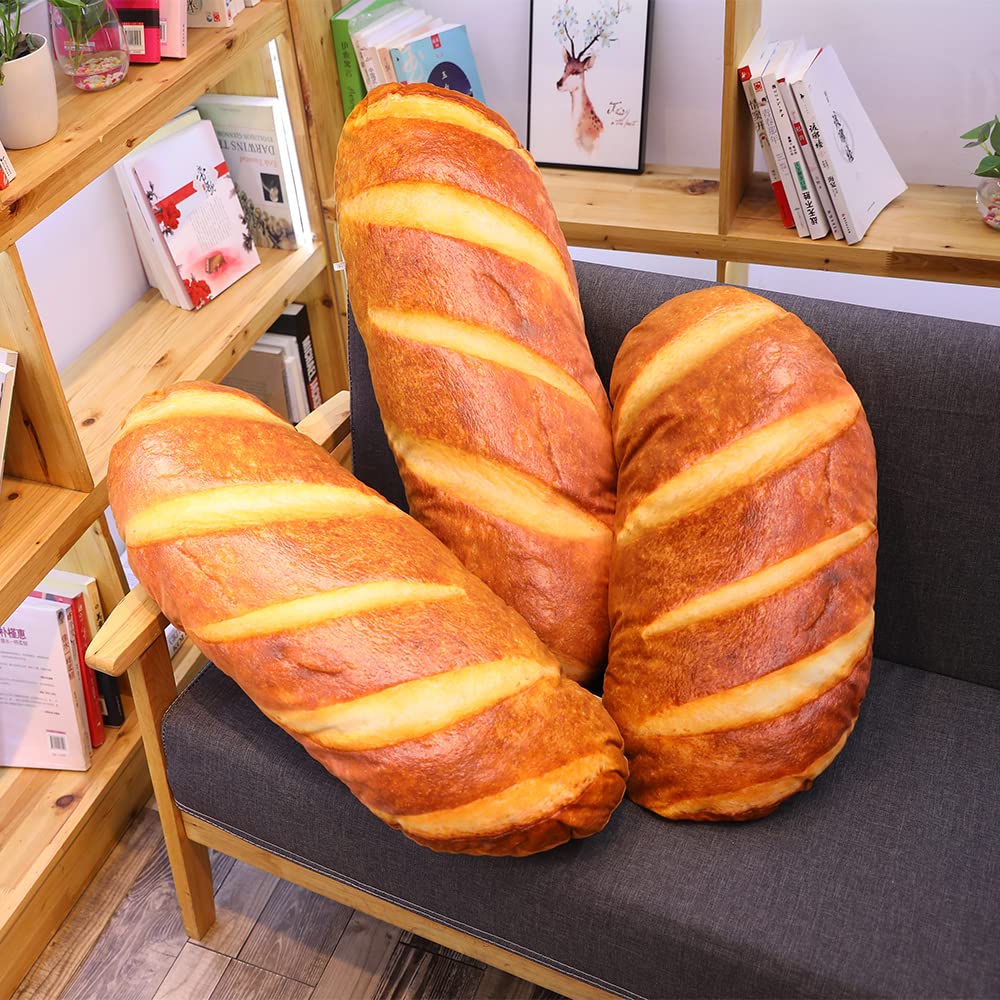 elfishgo 3D Simulation Bread Shape Pillow,Soft Butter Bread Food Plush Cushion Stuffed Toy for Home Decor 23.6"