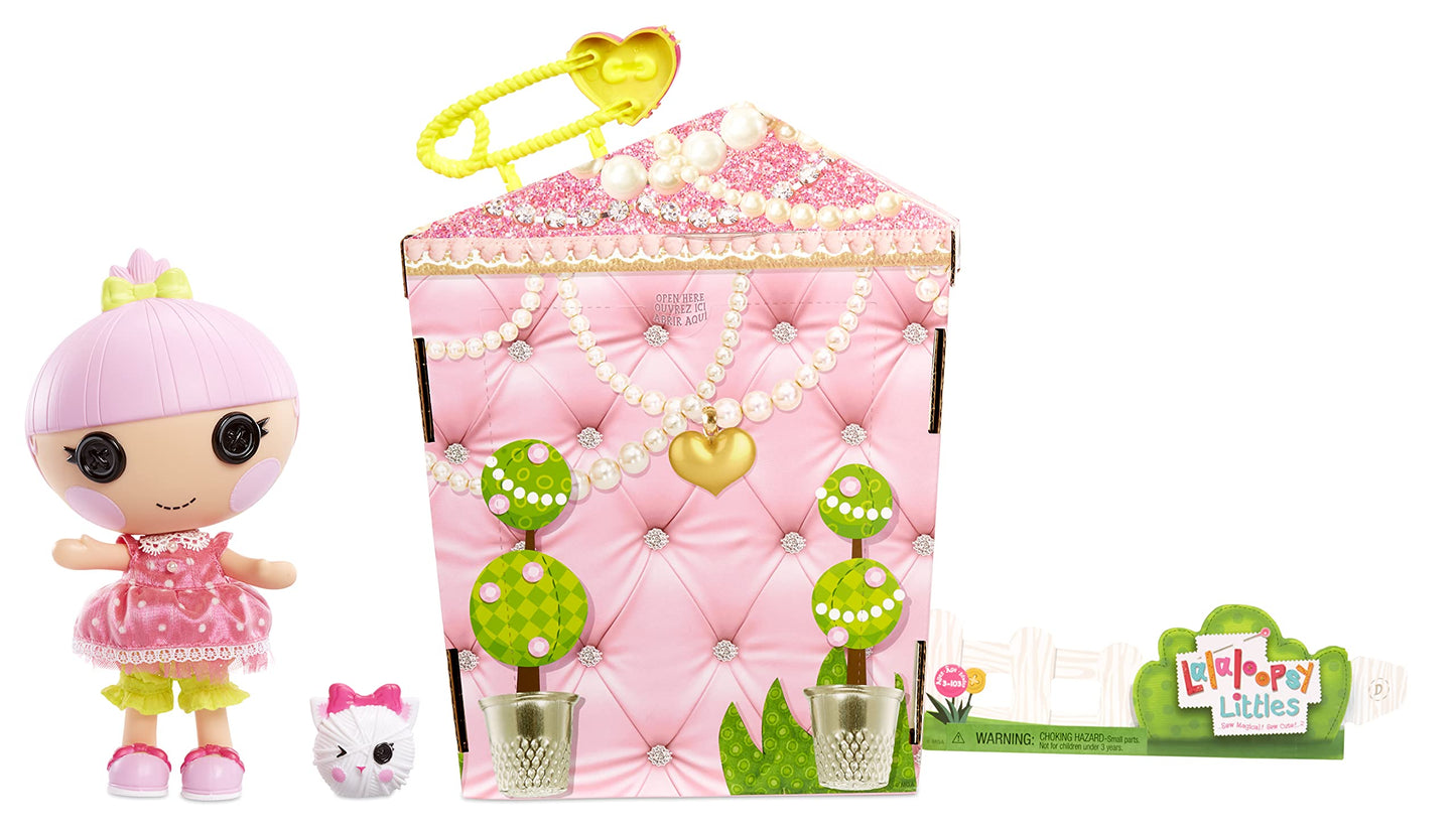 Lalaloopsy Littles Doll- Trinket Sparkles and Pet Yarn Ball Kitten, 7" Princess Doll with Pink Outfit & Accessories, Reusable House Playset- Gifts for