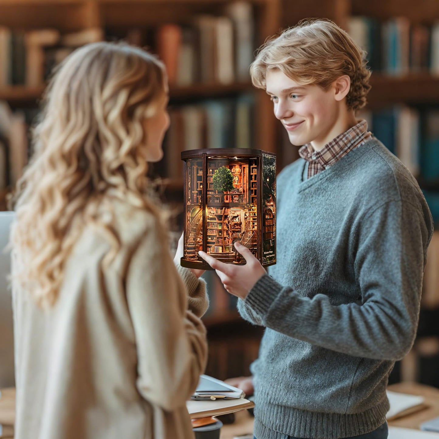 DIY Miniature House Kit, Wooden Mini Doll House Kit, Mini House Building Kit, DIY Book Nook Kit, Tiny Model House for Adults to Build, for Family