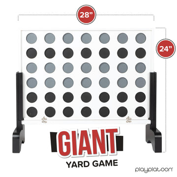 Play Platoon Wooden Giant 4 in a Row Game Outdoor - 4 in a Row Board Game Outdoor with Coins, Case and Rules