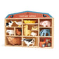 Tender Leaf Toys Farmyard Animals “ 13 Wooden Country Farm Figurines with a Display Shelf - Classic Toy for Pretend Play “ Develops Creative
