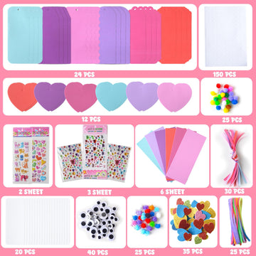 YIYEE 36 Sets Valentines Day Crafts for Kids, DIY Foam Bookmarks Valentine Cards Craft Kit for Kids Craft Hanging Ornament, Valentines Activities