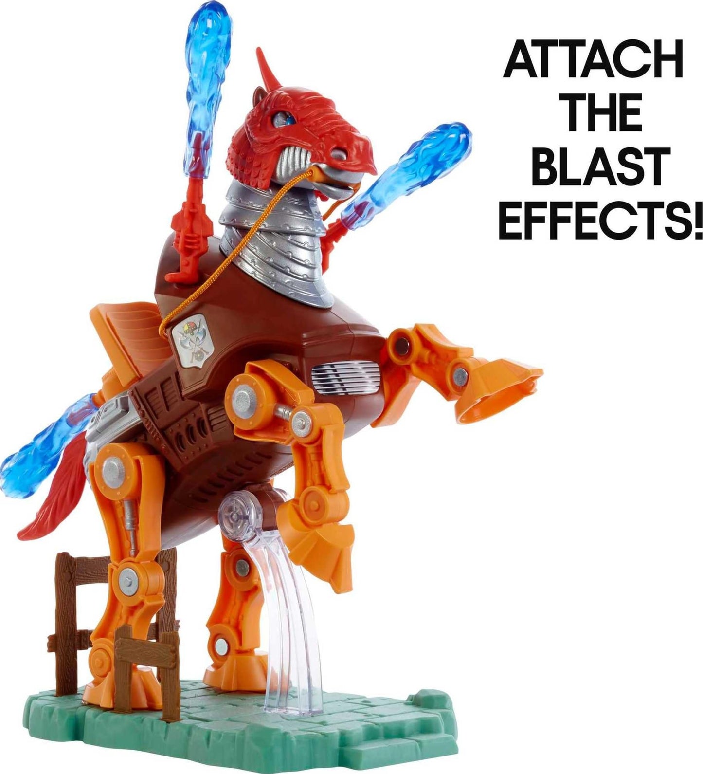 Masters of the Universe Origins Stridor Action Figure, 7 in Tall Robot Horse with Projectile Launcher, 3 Plasma Blasts, Helmet & Bridle with Cord