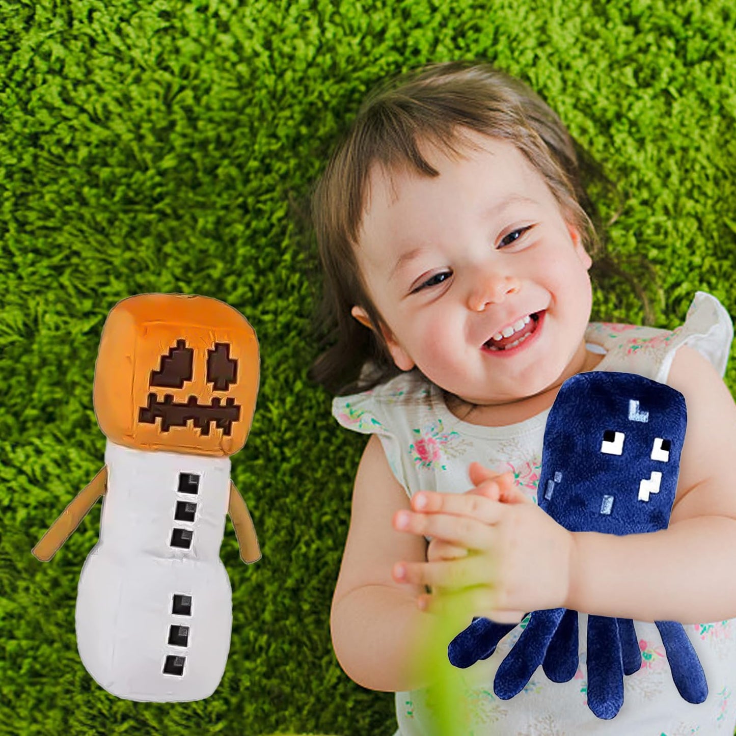 XSLWAN 8Pack Snow Golem Plush, Enderman Plush, Baby Wolf, Baby Pig, Spider, bat, Skeleton Shooter, Squid Stuffed Animals Toys?Great Gift for Children