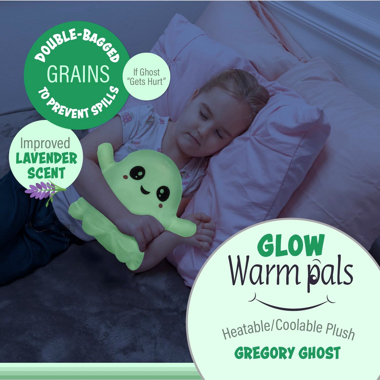 1i4 Group Glow in the Dark - Ghost - Microwavable & Weighted Plush Stuffed Animal - Heated Plushie for Warmth - Cute, Soft, Cozy Toy for Adults