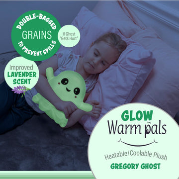 1i4 Group Glow in the Dark - Ghost - Microwavable & Weighted Plush Stuffed Animal - Heated Plushie for Warmth - Cute, Soft, Cozy Toy for Adults
