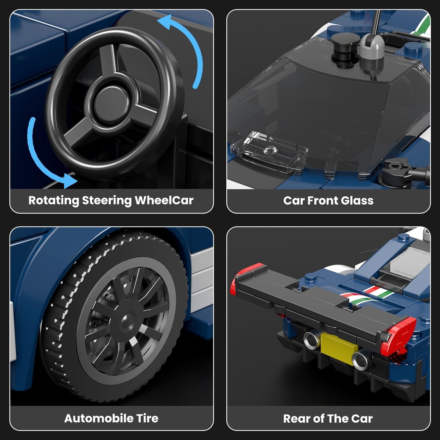 Mould King F488 Classic Sports Car Building Kits, MOC Racing Car Toys Model, Vehicle Blocks Set Suitable for Boys to Build, House Decoration Gifts