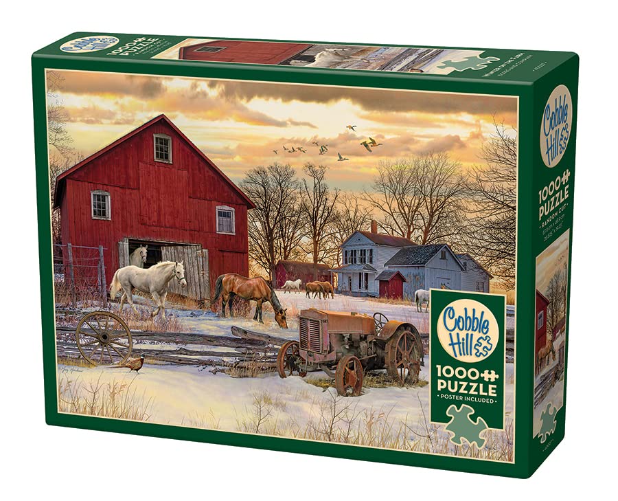 Cobble Hill 1000 Piece Puzzle - Winter on the Farm - Sample Poster Included