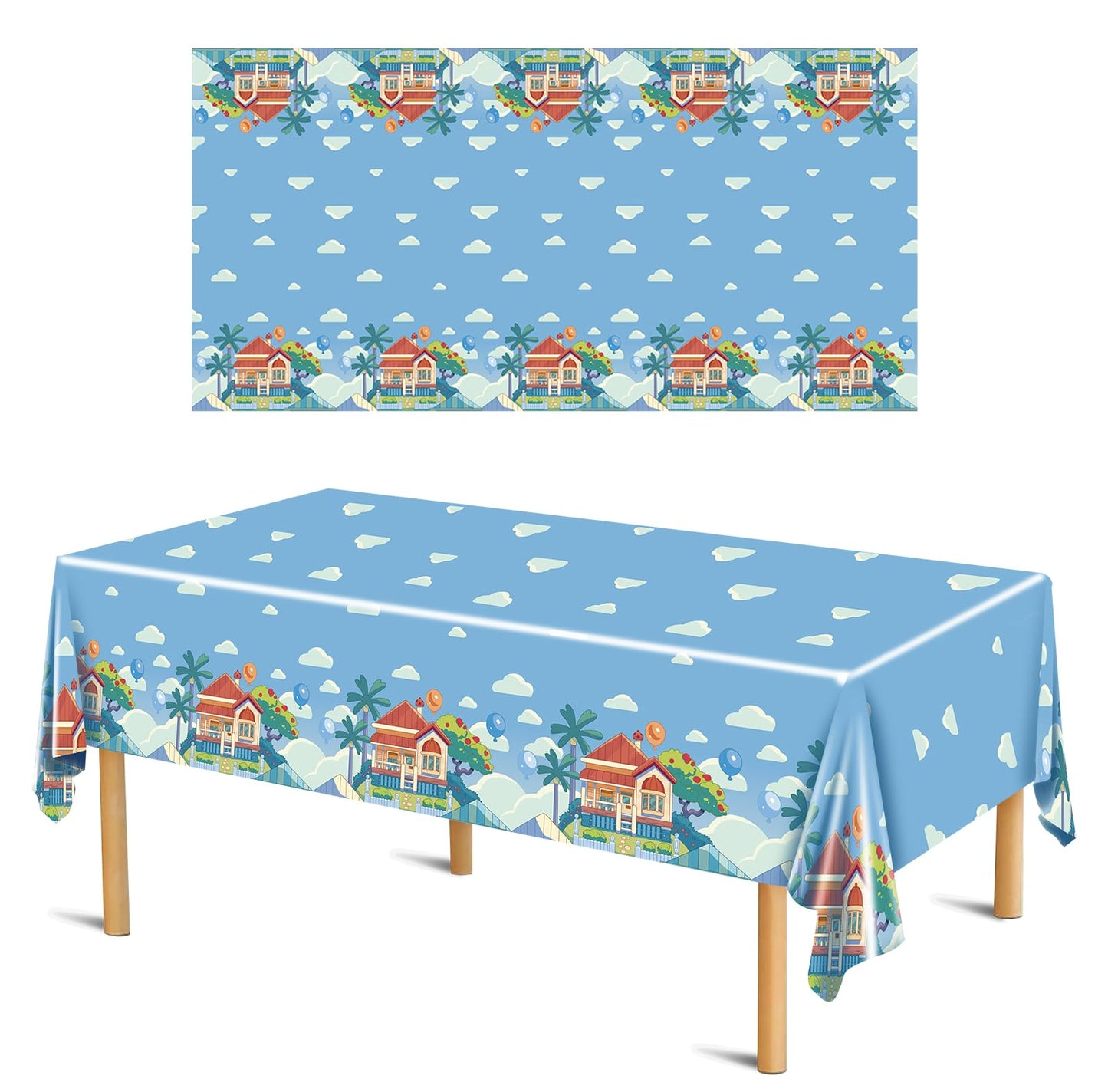 POAKYPA Blue Birthday Party Supplies, 3 Pack Rectangle Plastic Tablecloth, 54 in x 108 in, Waterproof PE Material, Dog Themed Table Cover for Pet