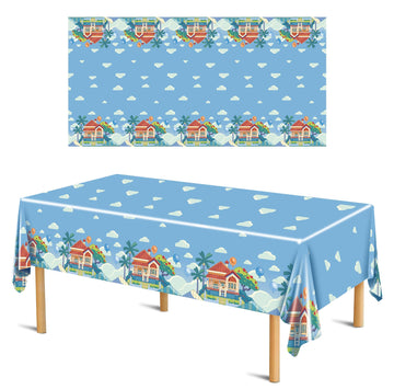 POAKYPA Blue Birthday Party Supplies, 3 Pack Rectangle Plastic Tablecloth, 54 in x 108 in, Waterproof PE Material, Dog Themed Table Cover for Pet