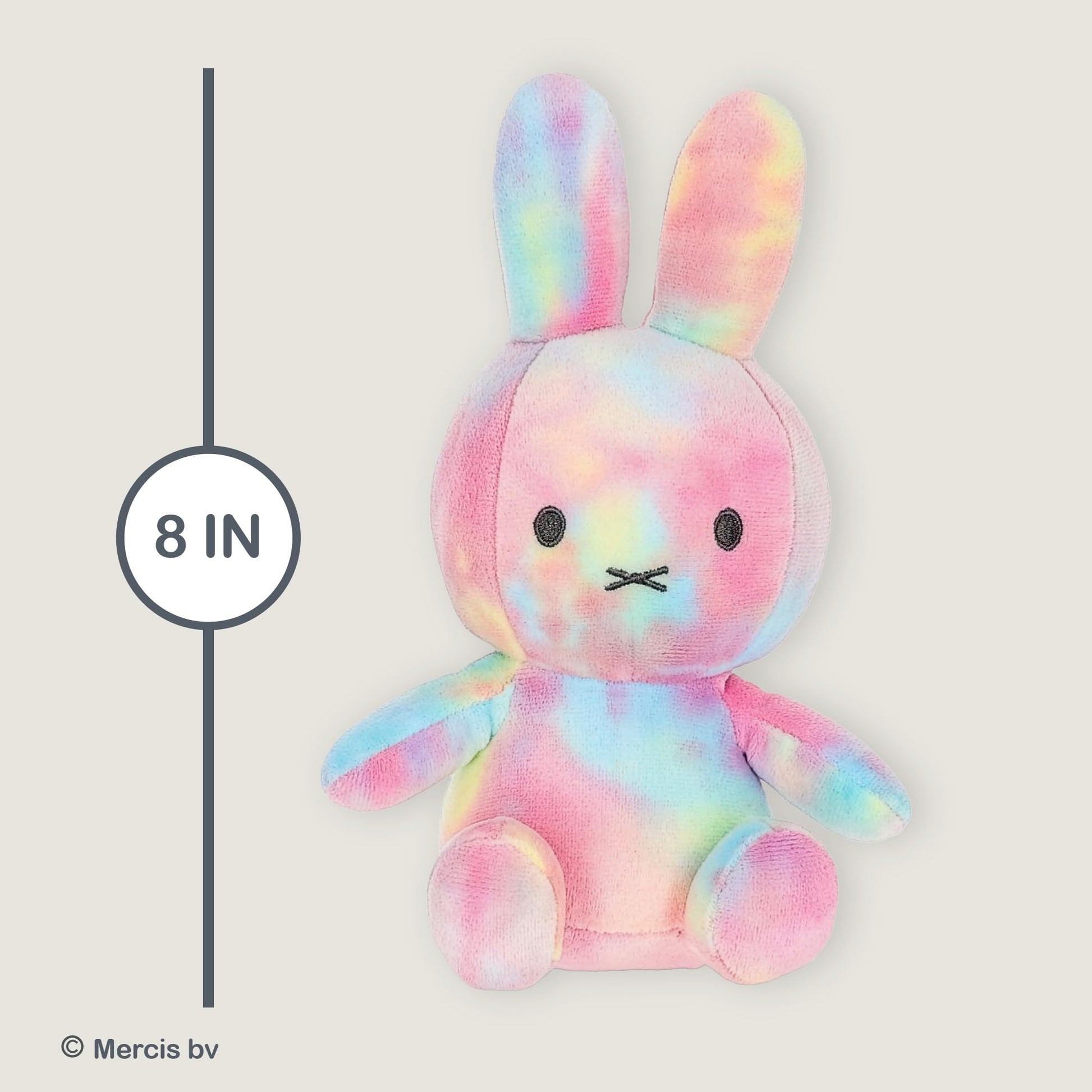 Kids Preferred Miffy Plush 8" Tie Dye Bunny - Sitting Dutch Bunny Plush, Embroidered Details, Ultra Soft Stuffed Animal Plushie for Girls and Boys
