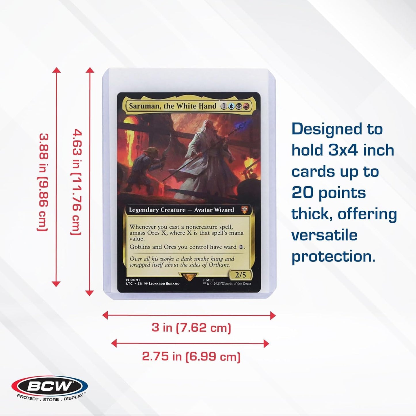 BCW 3x4 Topload Card Holder - Premium 35PT Thickness | 50 Pack | Quality Rigid PVC Protector for Standard Size Trading Cards | Card Holders for Sports