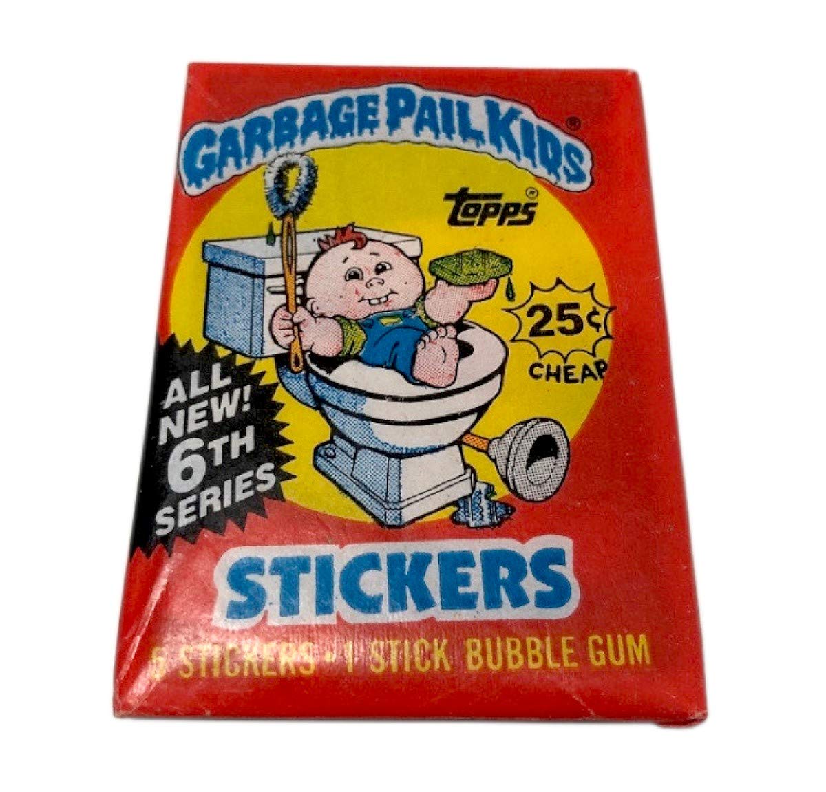 Garbage Pail Kids 1986 Topps Original 6th Series Unopened Wax Pack, 5 Cards, Trading Card Pack