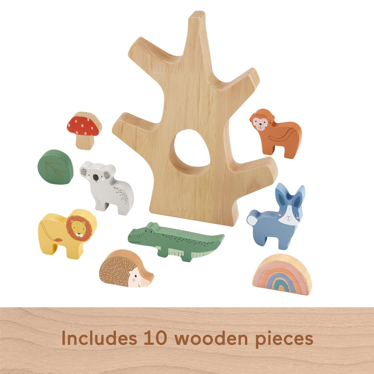 Fisher-Price Preschool Toy Wooden Balance Tree, 10 Wood Pieces for Stacking Developmental Play for Kids Ages 3+ Years