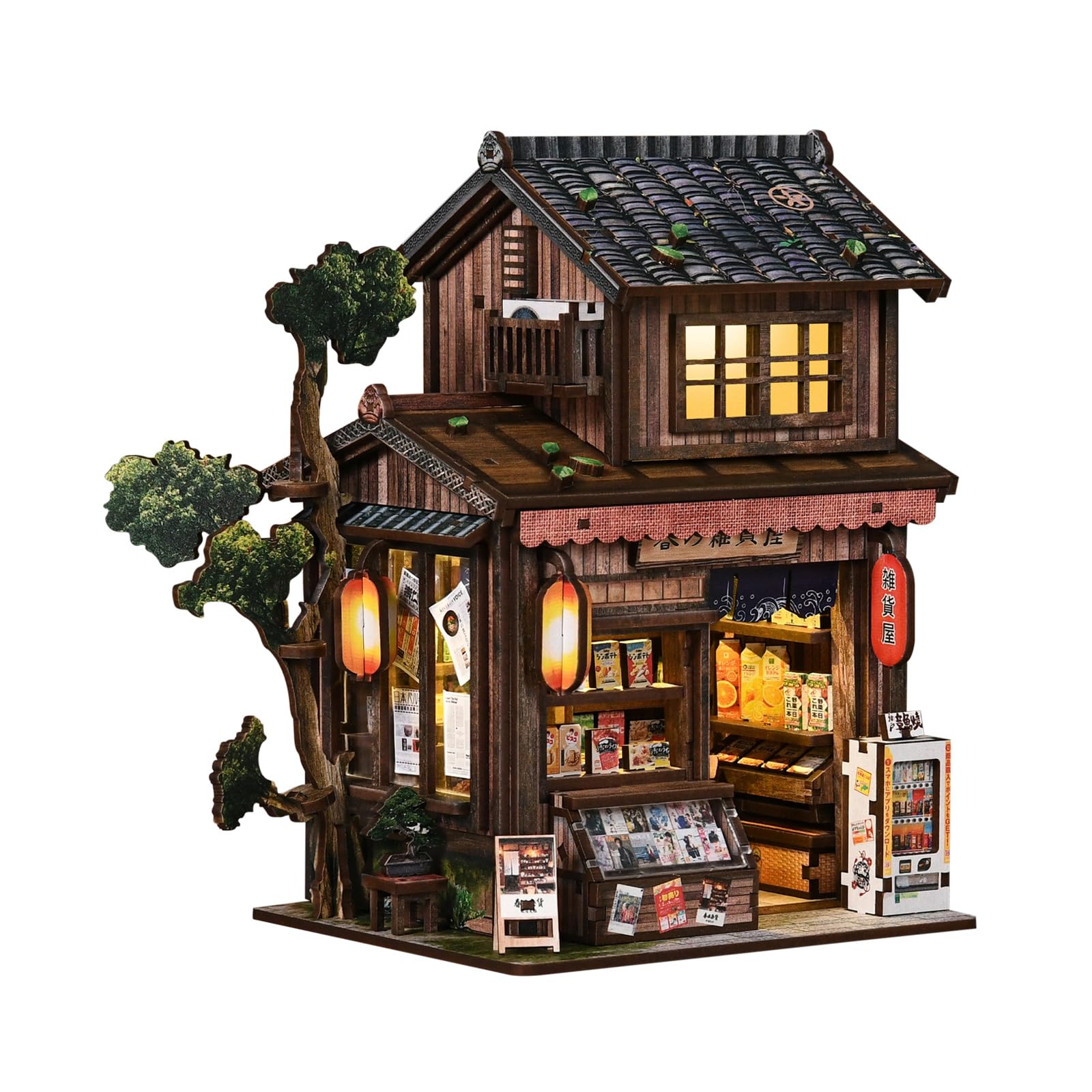 DIY Book Nook, Miniature House Kit with LED Lights (Kasuga Grocery Store)