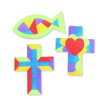 Fun Express 4 1/4" - 4 1/2" Religious Sand Art Magnet Craft Kit - Makes 12 - Great for Sunday School, Vacation Bible School and Other Religious