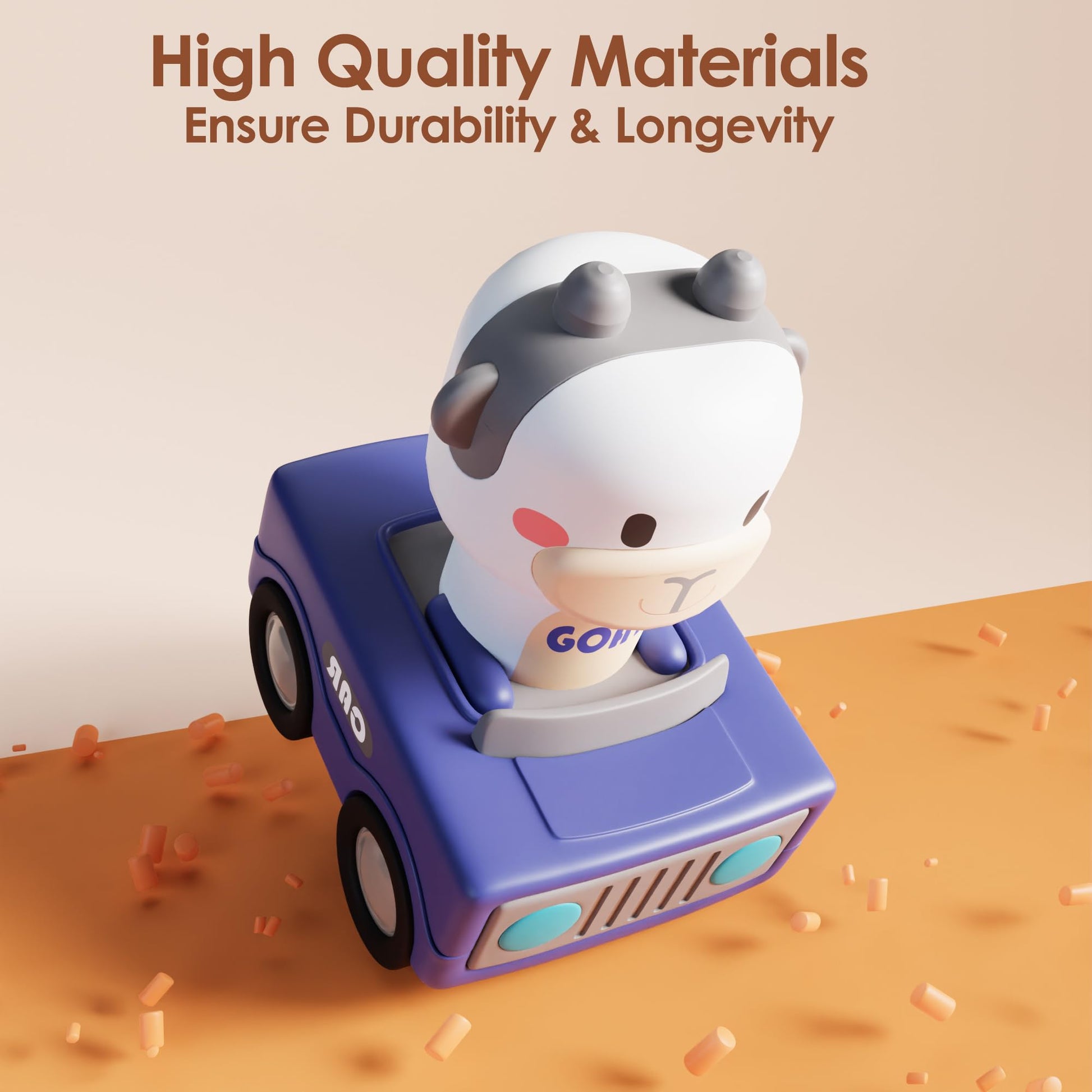 iPlay, iLearn Press to Go Car Toys for Toddlers 1-3, Baby Animal Racing Cars, Infant Play Vehicle Set, Baby Push Go Friction Car Toys for 6-9-12-18