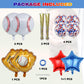 Baseball Party Balloons,Baseball Glove Jumbo Foil Mylar Baseball Bat Balloons for Birthday Sports Theme Supplies,Confetti Red and Blue white Foil