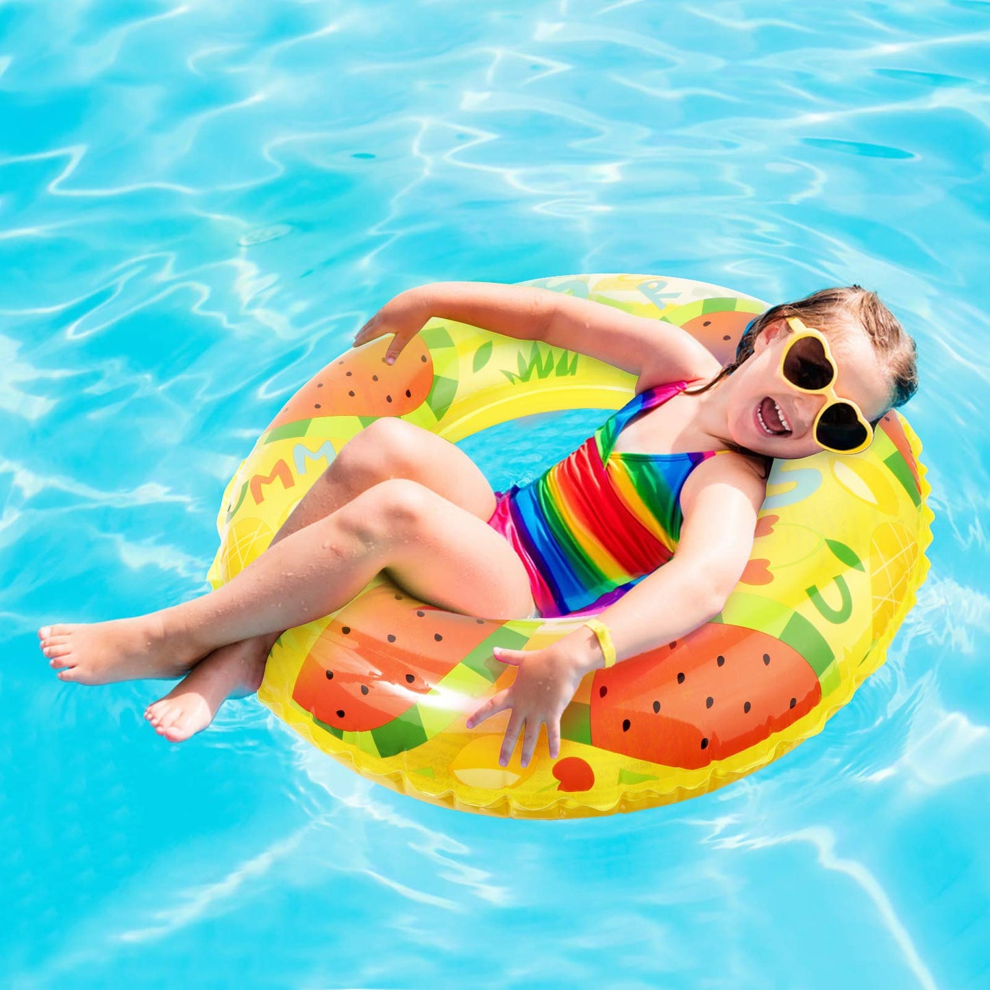 Mulic Inflatable Pool Floats for Kids Children - 3 Pack Swim Ring Tube Toys for Swimming Pool Outdoor Beach Party