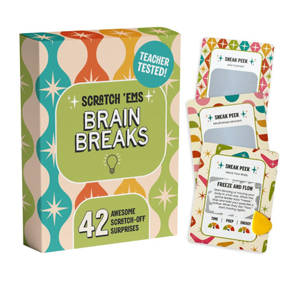 Scratch 'Ems Brain Breaks Scratch Off Cards for Classroom (42 Cards) | Fun Scratch Cards for Teachers & Students | Screen-Free Classroom Engagement