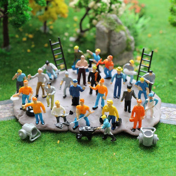 NWFashion 25 PCS 1:87 Scales Painted Worker Figures for Miniature Dollhouse Railway Train
