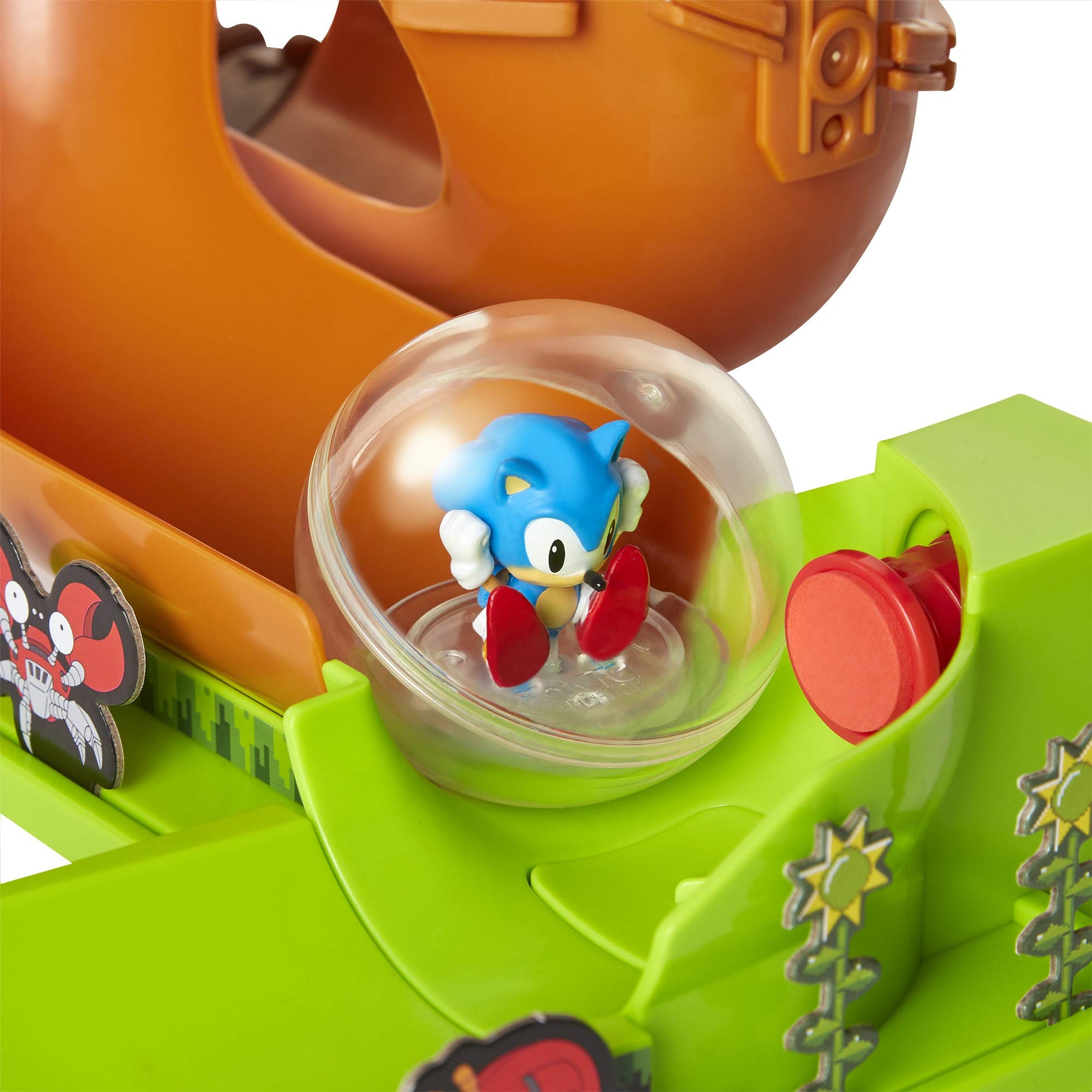 Sonic The Hedgehog Pinball Green Hill Zone , Track Play Set, 9 Piece, with Looping Action & Automatic Bumper Exclusive Sonic Sphere Included, for Ages