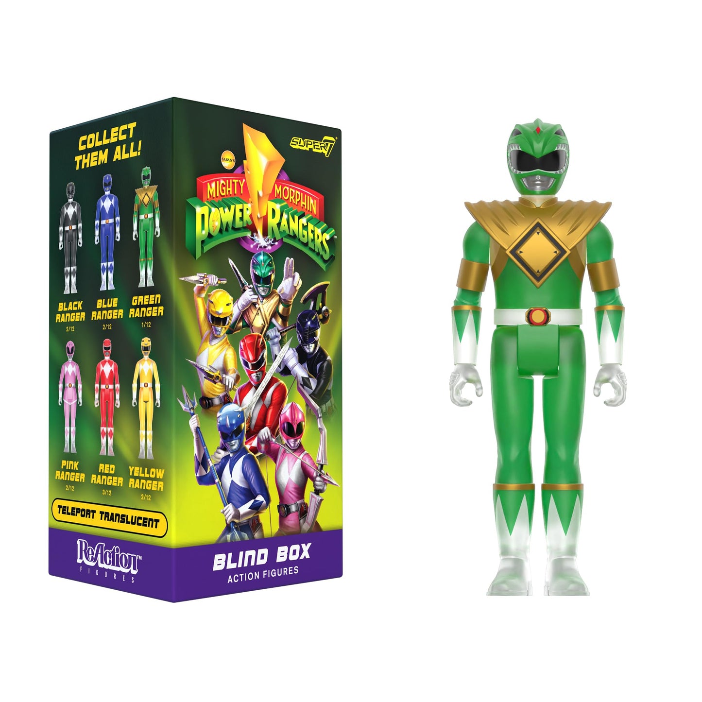 Super7 Mighty Morphin Power Rangers Blind Box Flat - (12 Pack) 3.75" Mighty Morphin Power Rangers Action Figures - Classic TV Show Collectibles