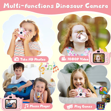 Kids Camera for Girls, HD Selfie Toddler Camera, Christmas Birthday Toys for Girls Age 3-12 Years, Kid Digital Camera with 32GB Card, Cute Princess