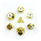 Set of 7 Deluxe Metal Golden Polyhedral Game Dice Set, Golden RPG Game Dice 7pcs Set of d4 d6 d8 d10 d12 d20 d%