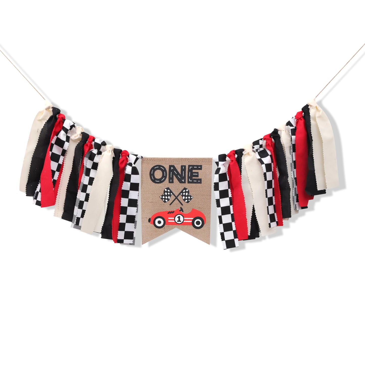 Race Car One High Chair Banner - Race Car 1st/First Birthday Party Decorations,Boy First Race Car Banner,Car Racing One Birthday Highchair,Race Car
