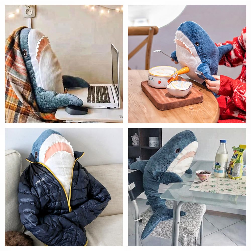 XIYUAN 39.3-Inch SharkPlush Toy Giant SharkStuffed Animal Soft SharkPillow Cushion Shark Plush Pillow Chubby Stuffed Shark Toy Bedtime Gift Throw