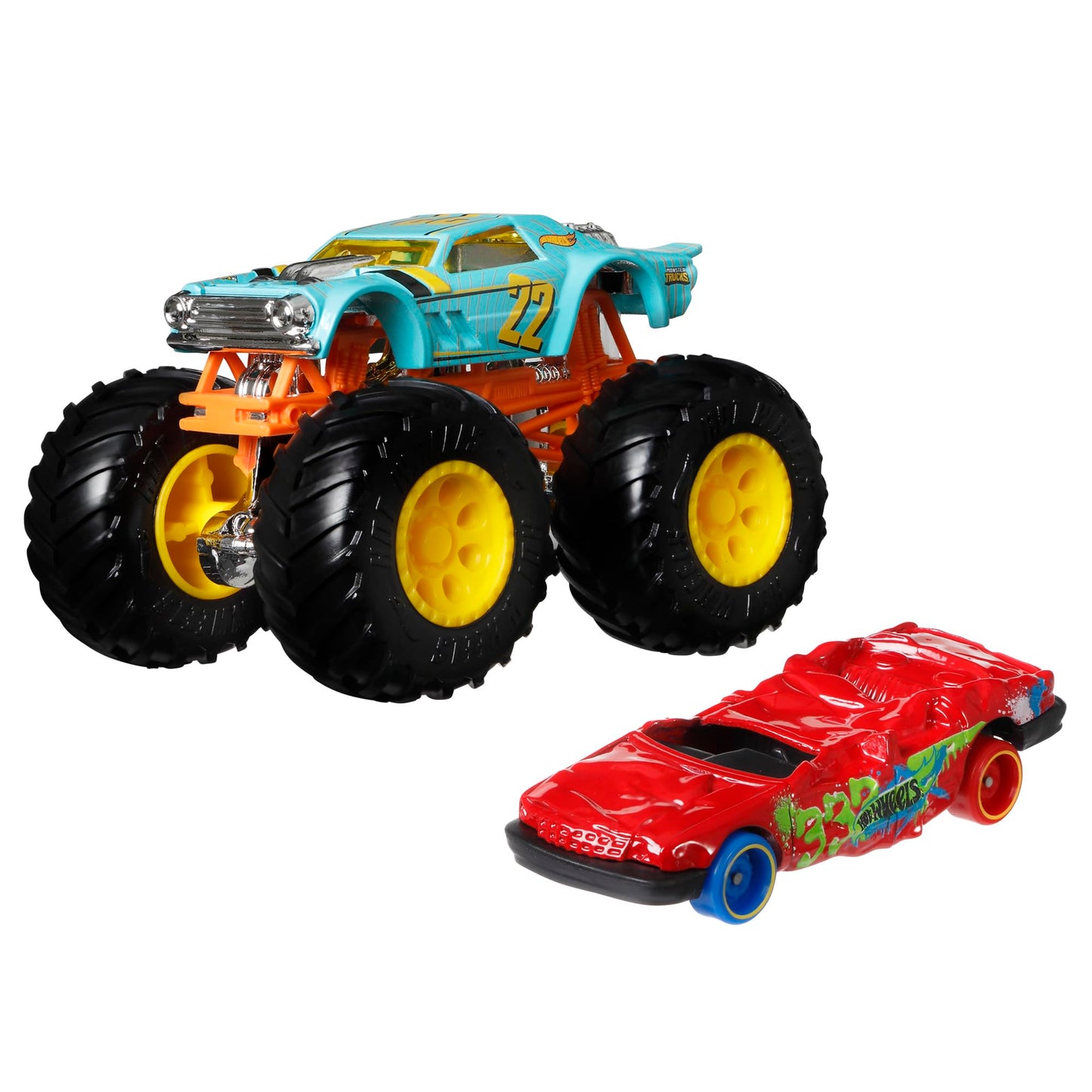 Hot Wheels Monster Trucks Night Shifter 1:64 Scale Die-Cast Truck With Connect And Crash Car For Kids
