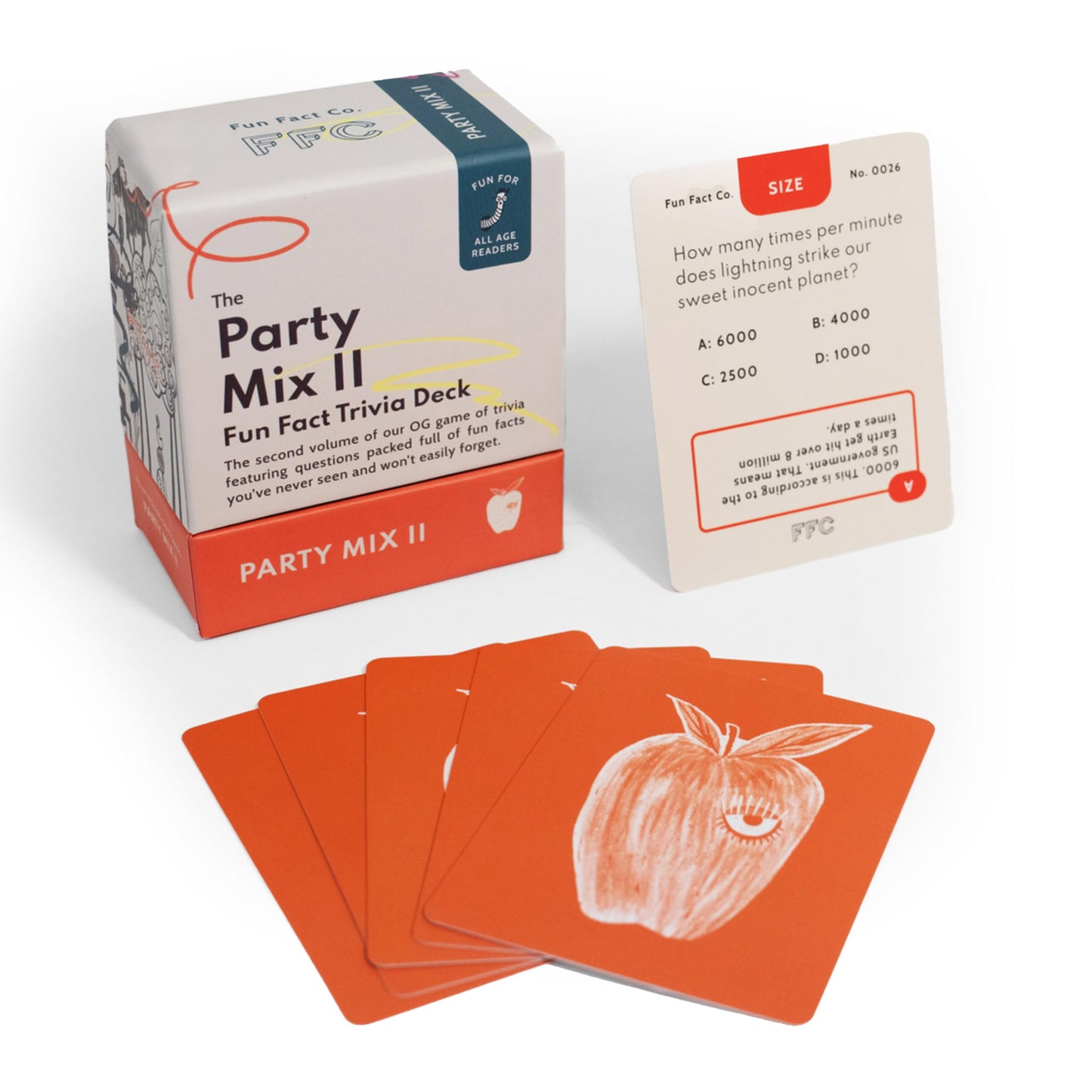 Party Mix Volume II Fun Fact Trivia, Family Game Night Essential, 100 Funny & Witty Trivia Question Cards, Educational Games for Kids & Adults
