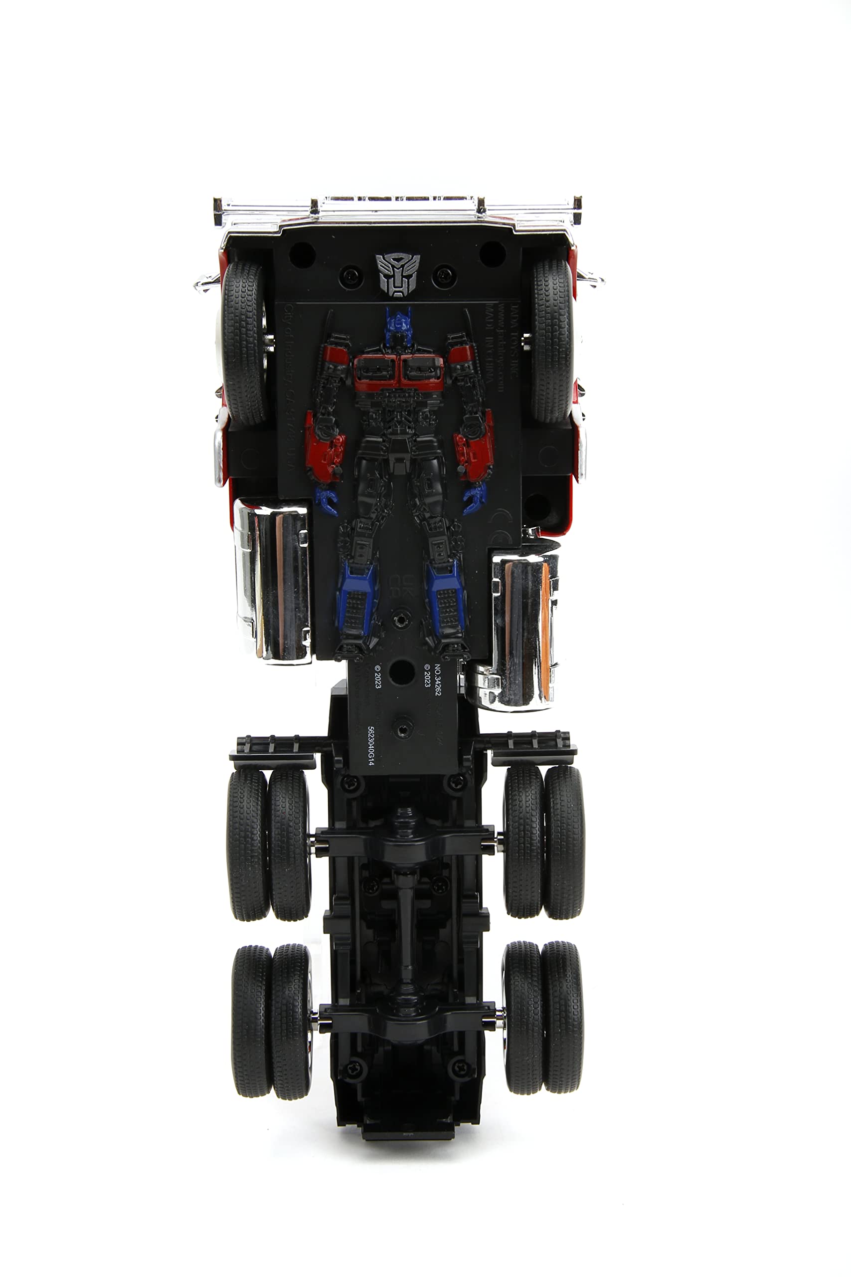 Jada Transformers Rise of The Beast 1:24 Optimus Prime w/Robot On Chassis Die-Cast Car, Toys for Kids and Adults