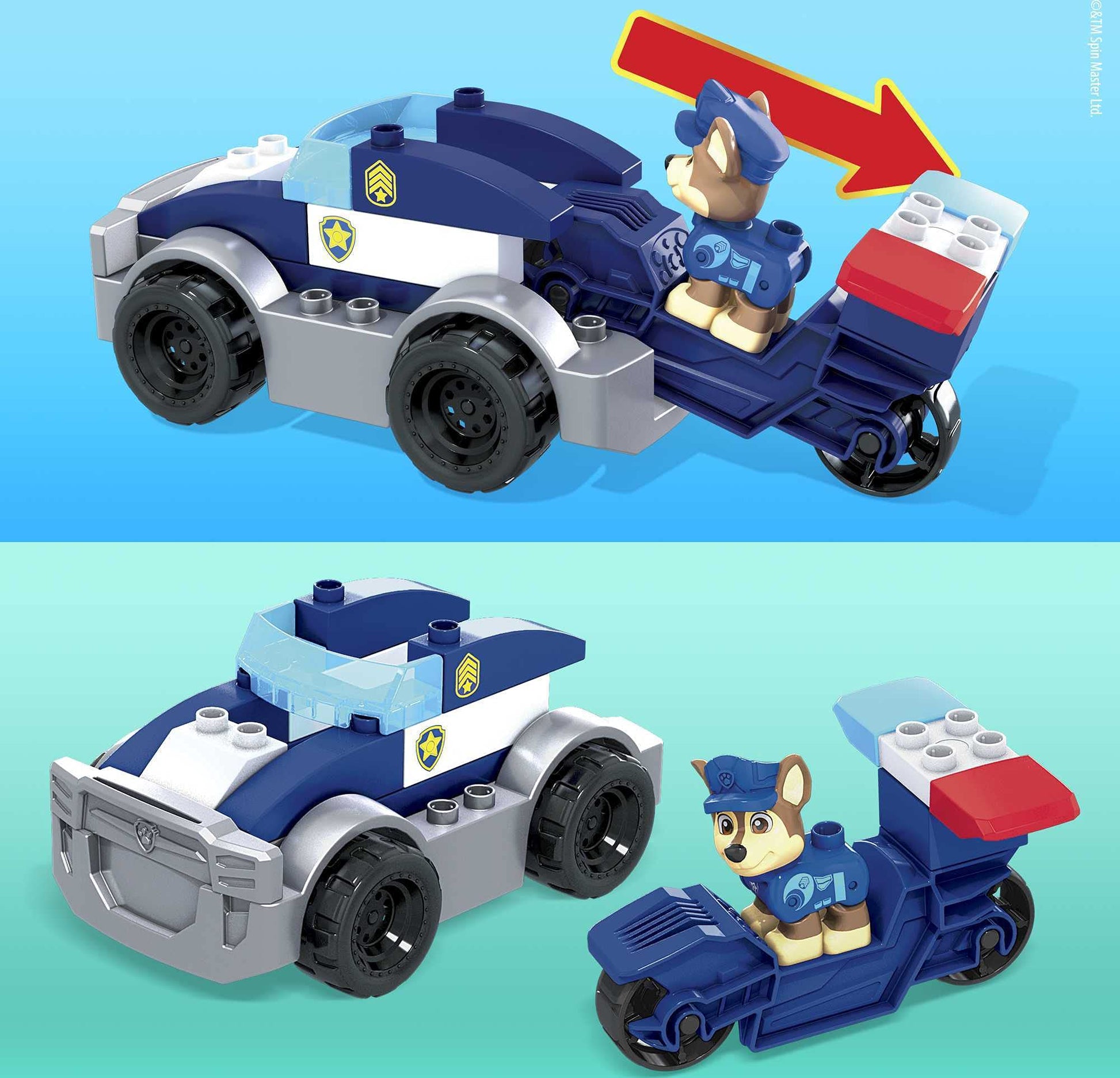 MEGA BLOKS PAW Patrol Toddler Building Blocks Toy Car, Chase's City Police Cruiser with 31 Pieces, 1 Figure, Gift Ideas for Kids Age 3+ Years