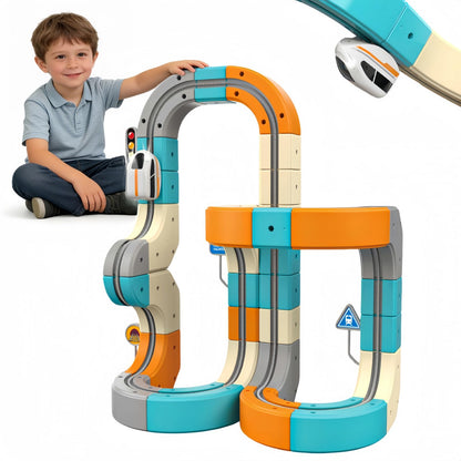 3D Electric Train Set for Kids - Magic Gravity Race Track with STEM Learning, Flexible Cubes & Blocks, Toddler Toy with Car, Ideal for Boys & Girls
