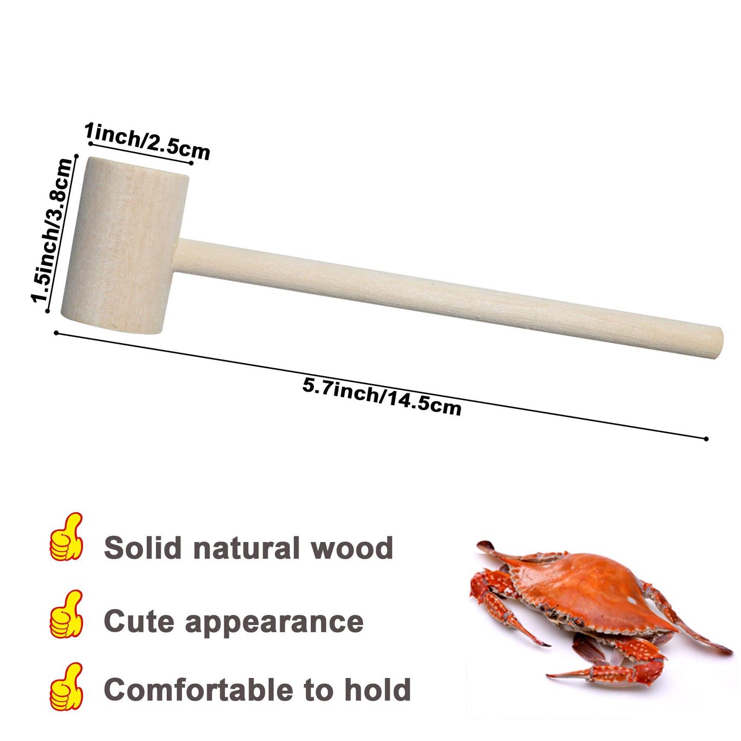 TDOCK 18 Pieces Mini Wooden Hammers Gavel Toy for Kids, Natural Wood Crab Lobster Seafood Mallets